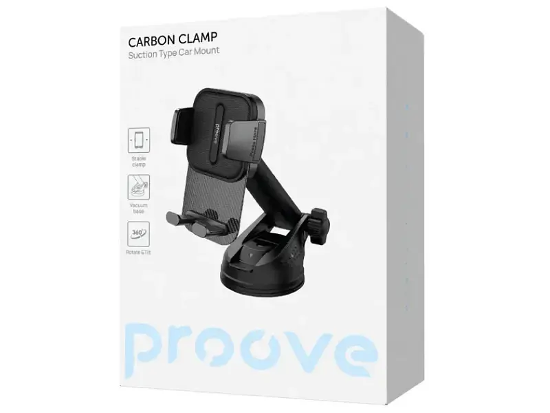 Автомобільний тримач для смартфона Proove Carbon Clamp Suction Type Car Mount black (CHCNS0000001) - фото 3