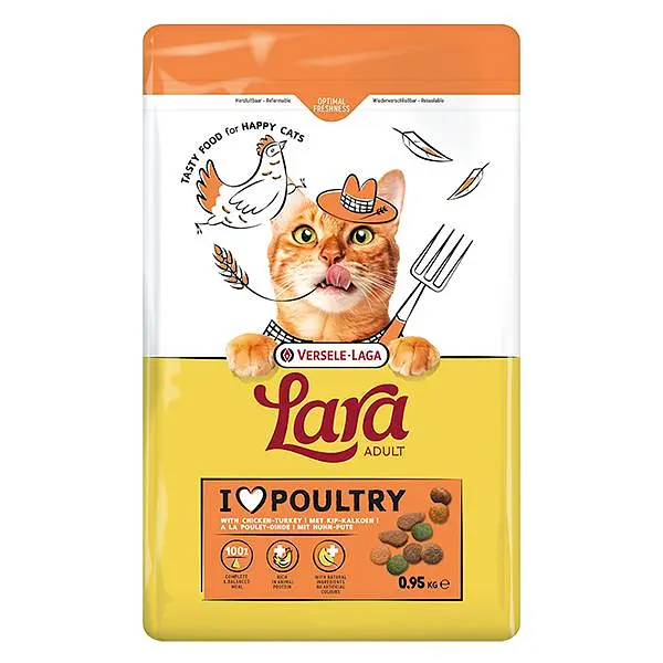 Сухий корм преміум-класу для котів Lara Adult with Chicken & Turkey ЛАРА ІНДИЧКА КУРКА 950 г