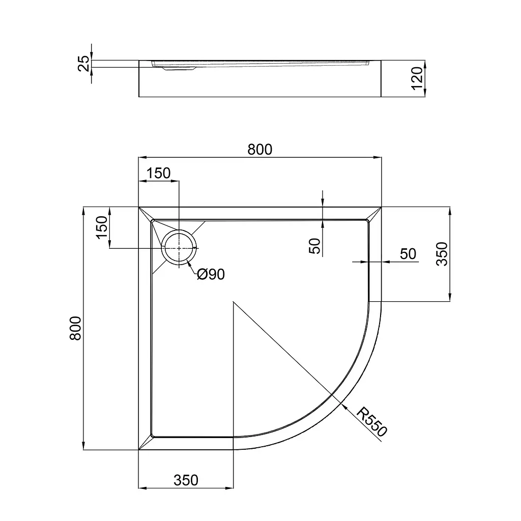 Душовий піддон Qtap Robin 308812C 80x80x12 см + сифон Білий - фото 2