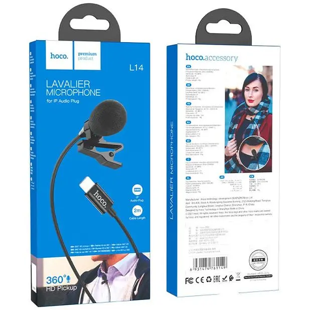 Микрофон Hoco L14 с разъемом Lightning для iPhone и iPad черный (MAW-44262_629) - фото 6