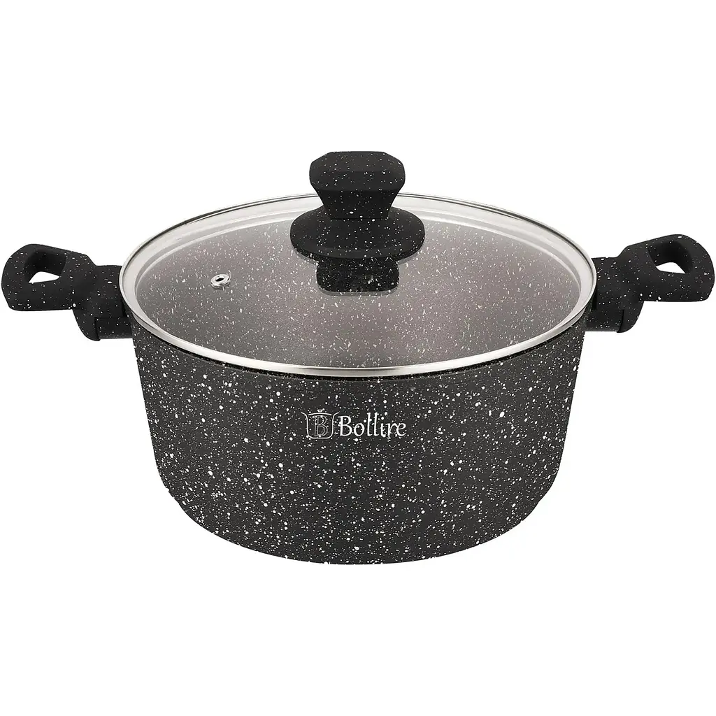 Каструля Bollire Venezia, з кришкою, чорна, 20 см, 2,6 л (BR-1002)