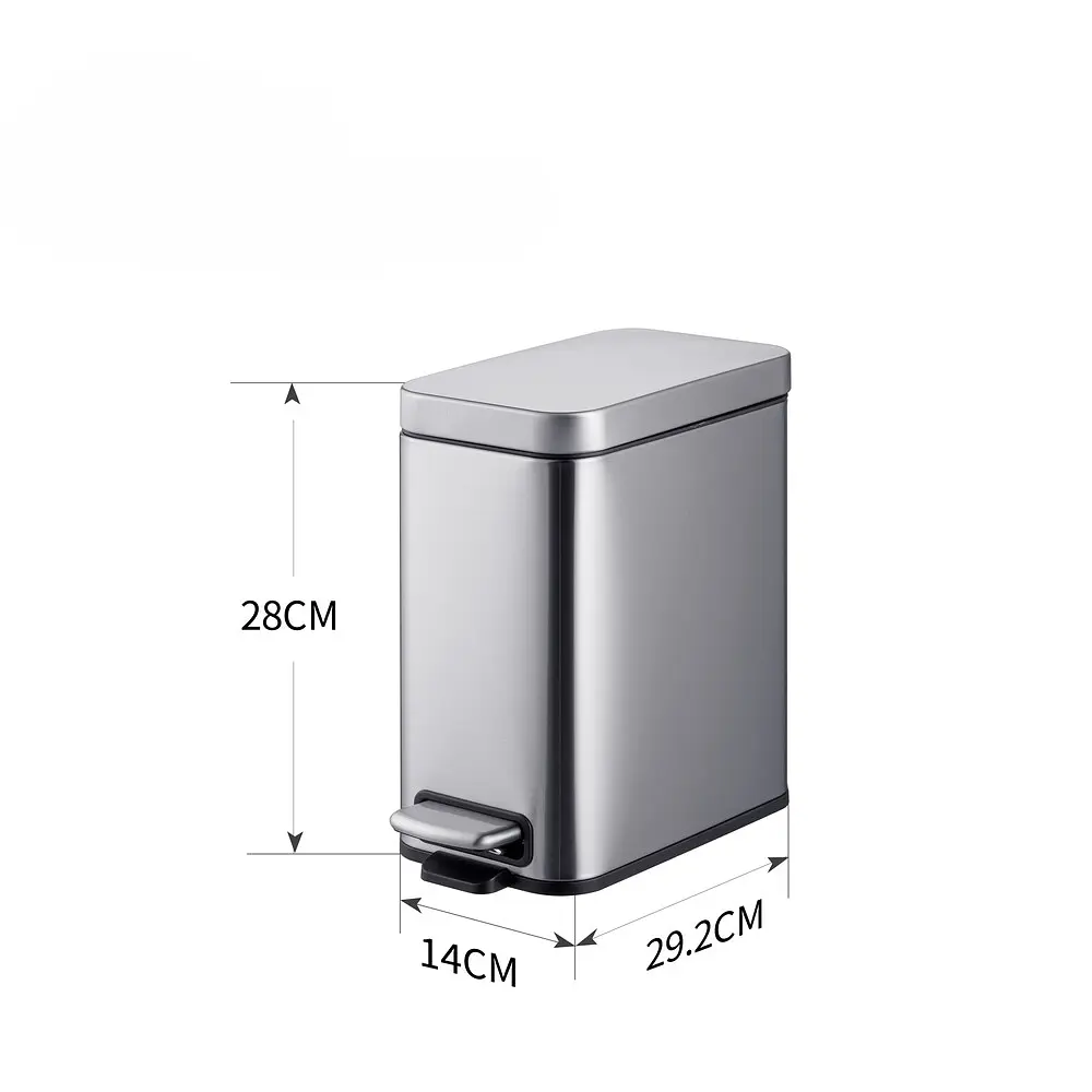 Відро для сміття Mixxus Premium Quadro-TC0105 SS Color 5л з плавним закриттям прямокутна нержавіюча сталь MI7062, Нержавіюча сталь - фото 2
