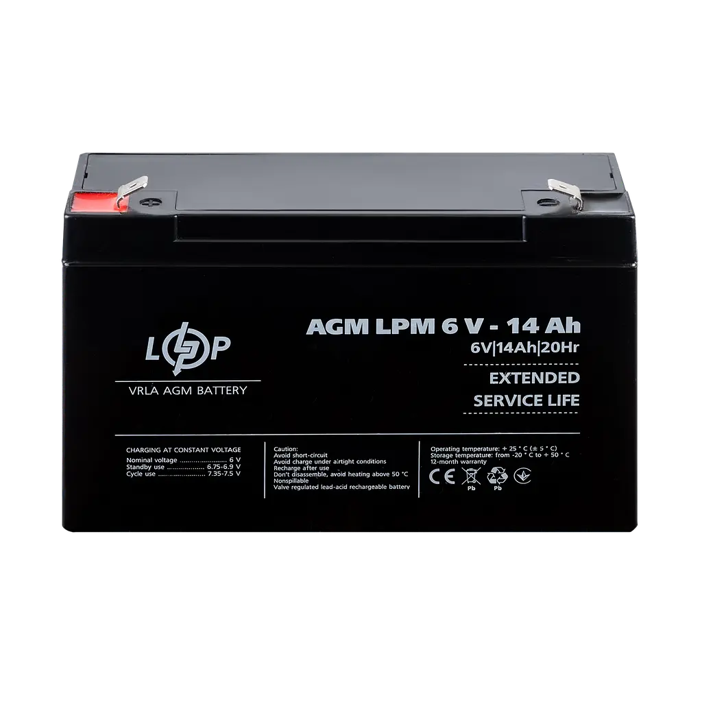 Аккумулятор AGM LPM 6V - 14 Ah - фото 2