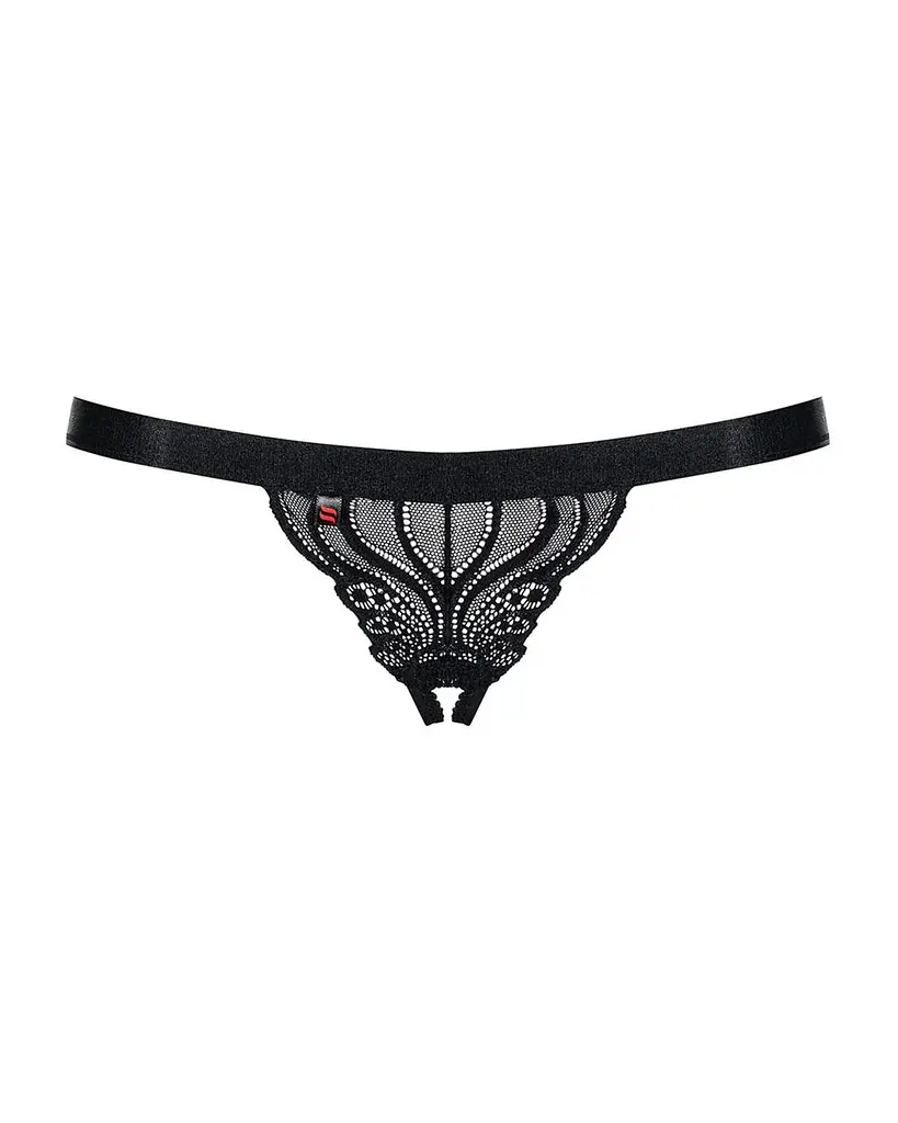 Кружевные танга с доступом Obsessive 828-THC-1 crotchless thong черные S/M - фото 5