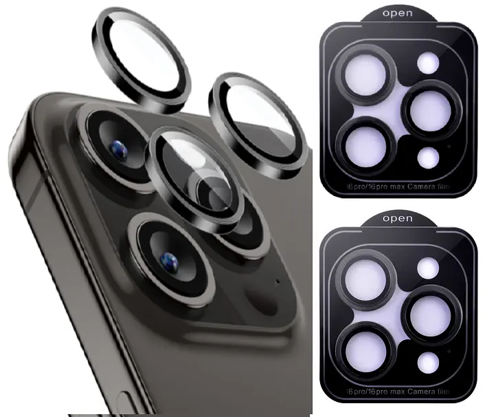 Захисне скло на камеру DK для Apple iPhone 16 Pro Lens Metal Ring Eagle Eye 018409 black 2 шт. - фото 6