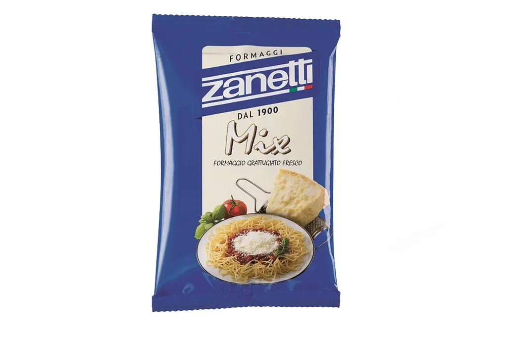 Сир твердий мікс 32% тертий ТМ "Zanetti", 100 г