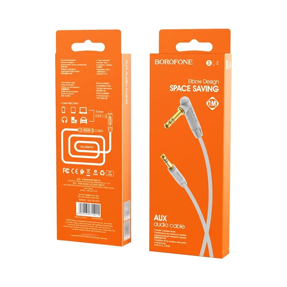 AUX кабель Borofone BL4 Jack 3.5 to Jack 3.5 1 м сірий - фото 4