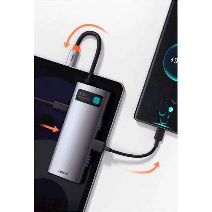 USB-хаб Baseus Metal Gleam Series 5 в 1 Multifunctional Gray [WKWG020013] [96294] - фото 6