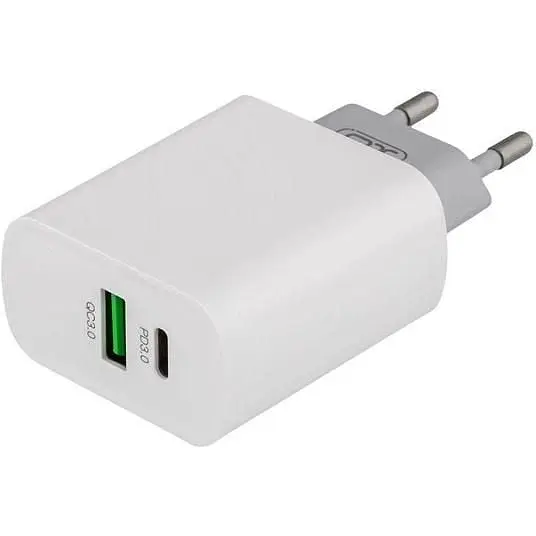 Сетевое зарядное устройство XO L64 PD Power Adapter 20W/1 USB 1 USB-C + Type-C fast cable White - фото 2