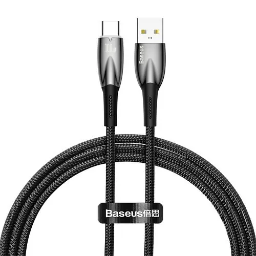 USB кабель Baseus Glimmer Series Fast Charging Data Cable USB to Type-C 100W 1m чорний CADH000401