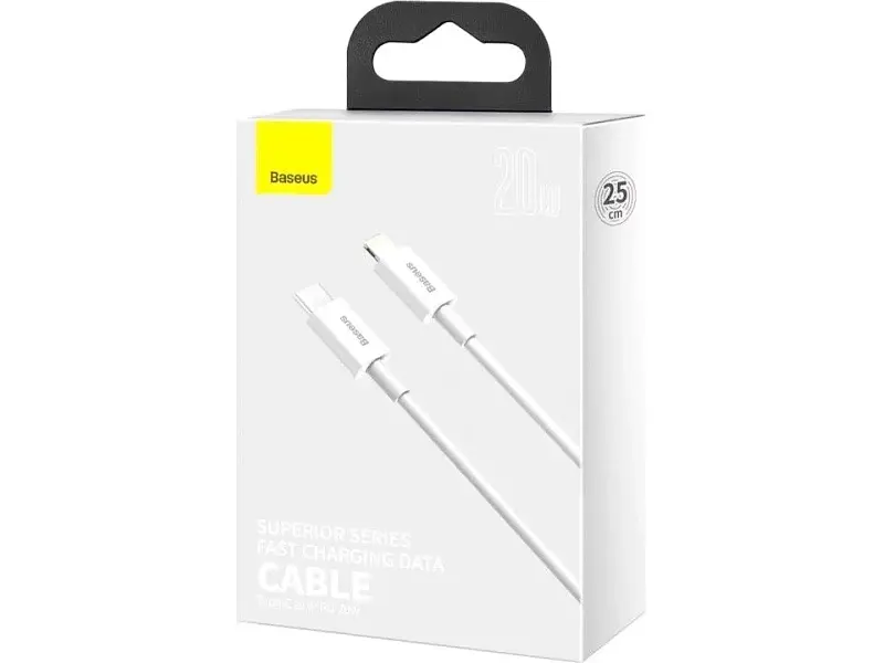 Кабель BASEUS Superior Series USB-C to iP PD 20W White 0.25m (CATLYS-02) - фото 4