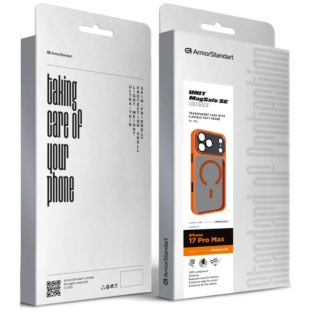 Чохол до мобільного телефона Armorstandart Unit-C MagCase SE Apple iPhone 17 Pro Max Orange Black (ARM86321) - фото 2