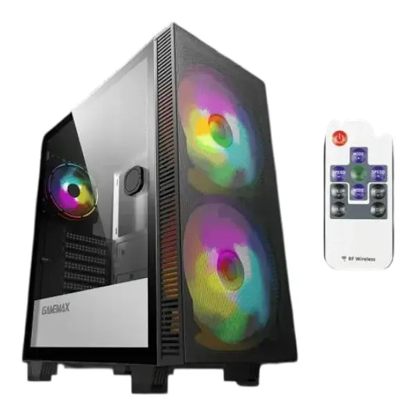 Корпус GameMax Aero чорний, без БЖ, Mid Tower, ATX / Micro ATX / Mini ITX, 1хUSB 3.0, 1хUSB 2.0, 1x120 мм ARGB Fan, 2x200 мм ARGB