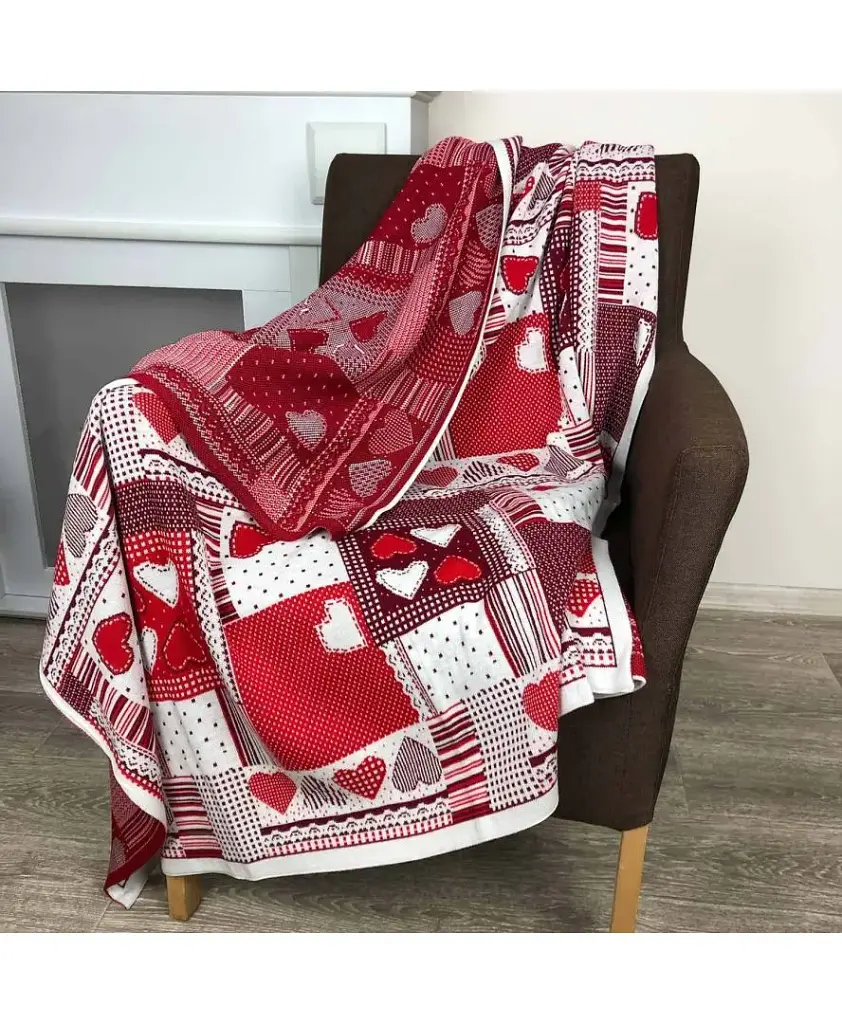 Плед Прованс Мереживо в`язаний 170х130 см червоний (25096) - фото 5