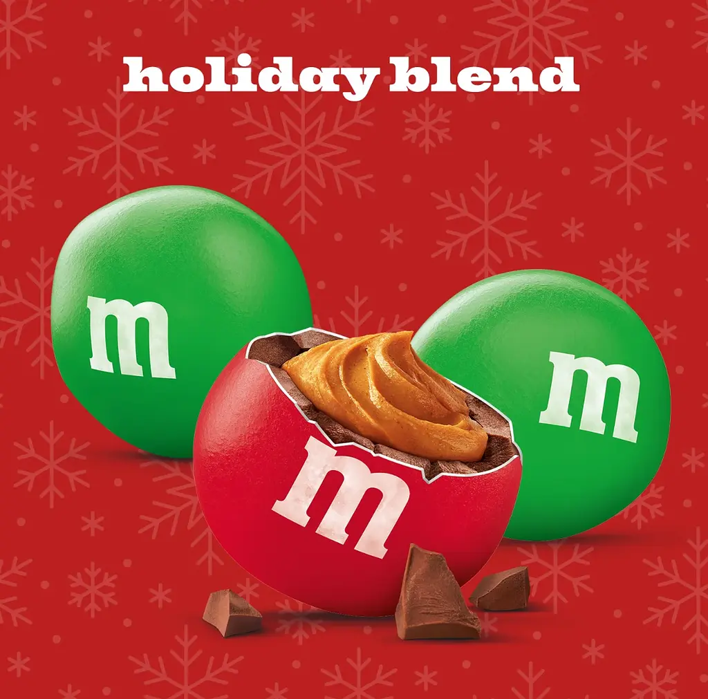 Драже M&M's Peanut Butter Milk Chocolate Red & Green Christmas Candy 260 г - фото 4