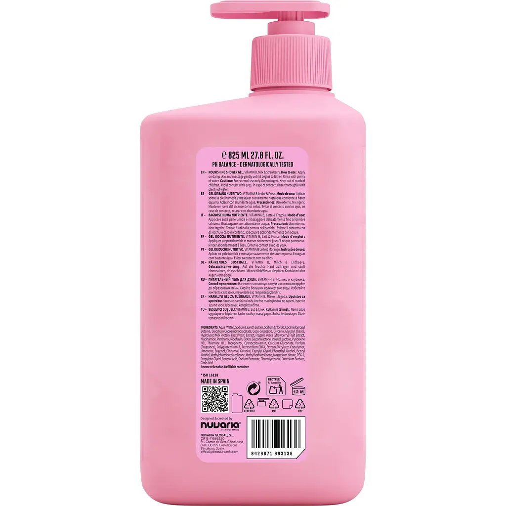 Гель для душу Dicora Urban Fit Revitalizing Milk & Strawberry 825 мл - фото 2