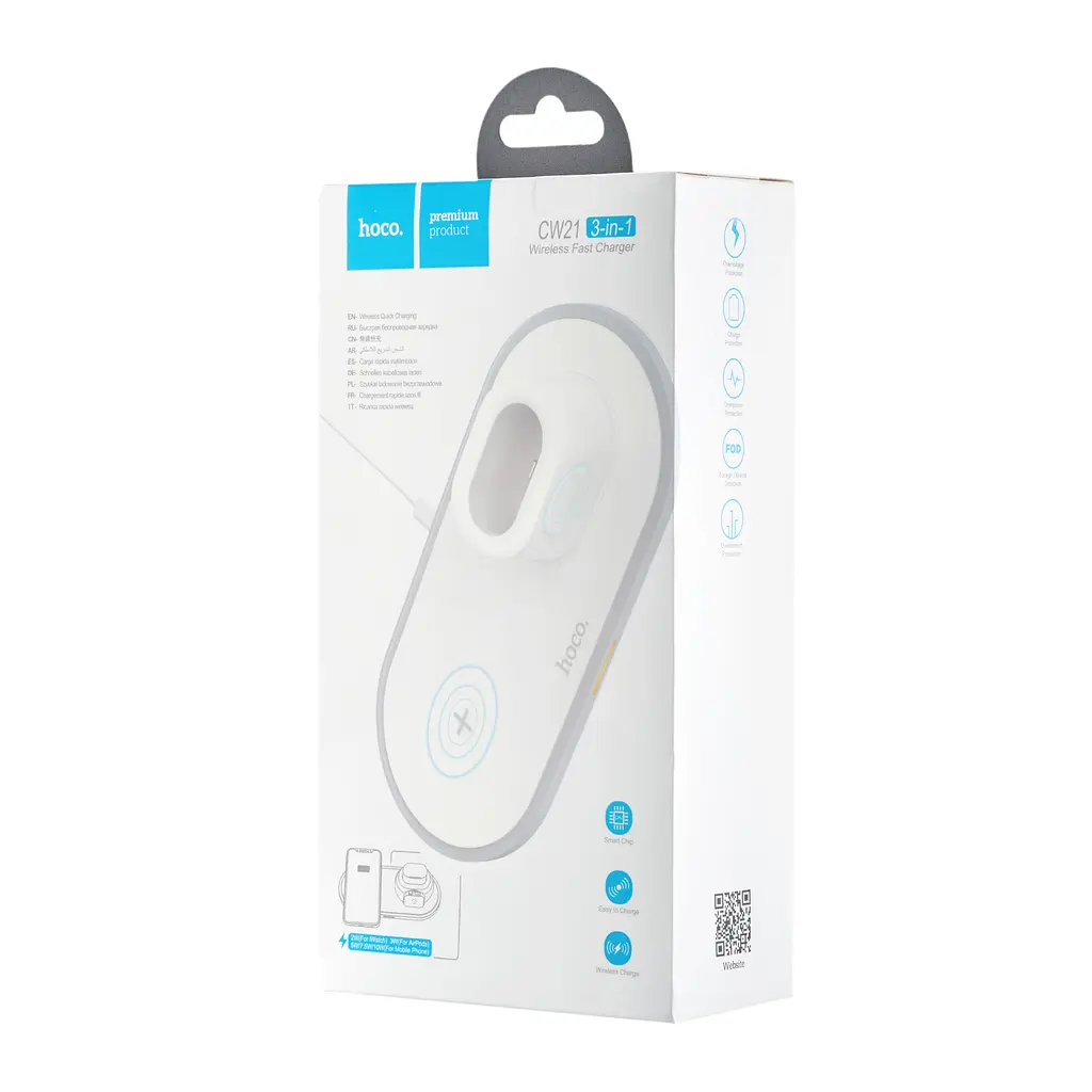 БЗП Hoco CW21 Wisdom 3-in-1 wireless charger White - фото 2