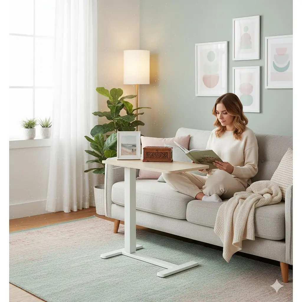 Стіл компактний 2E CE710WL, 710x400 мм, регульована висота, біло-бежевий - фото 7