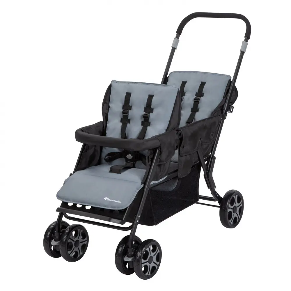 Прогулянкова коляска для двійні Bebe Confort Teamy, Shadow Block, чорна (1151060210) - фото 2