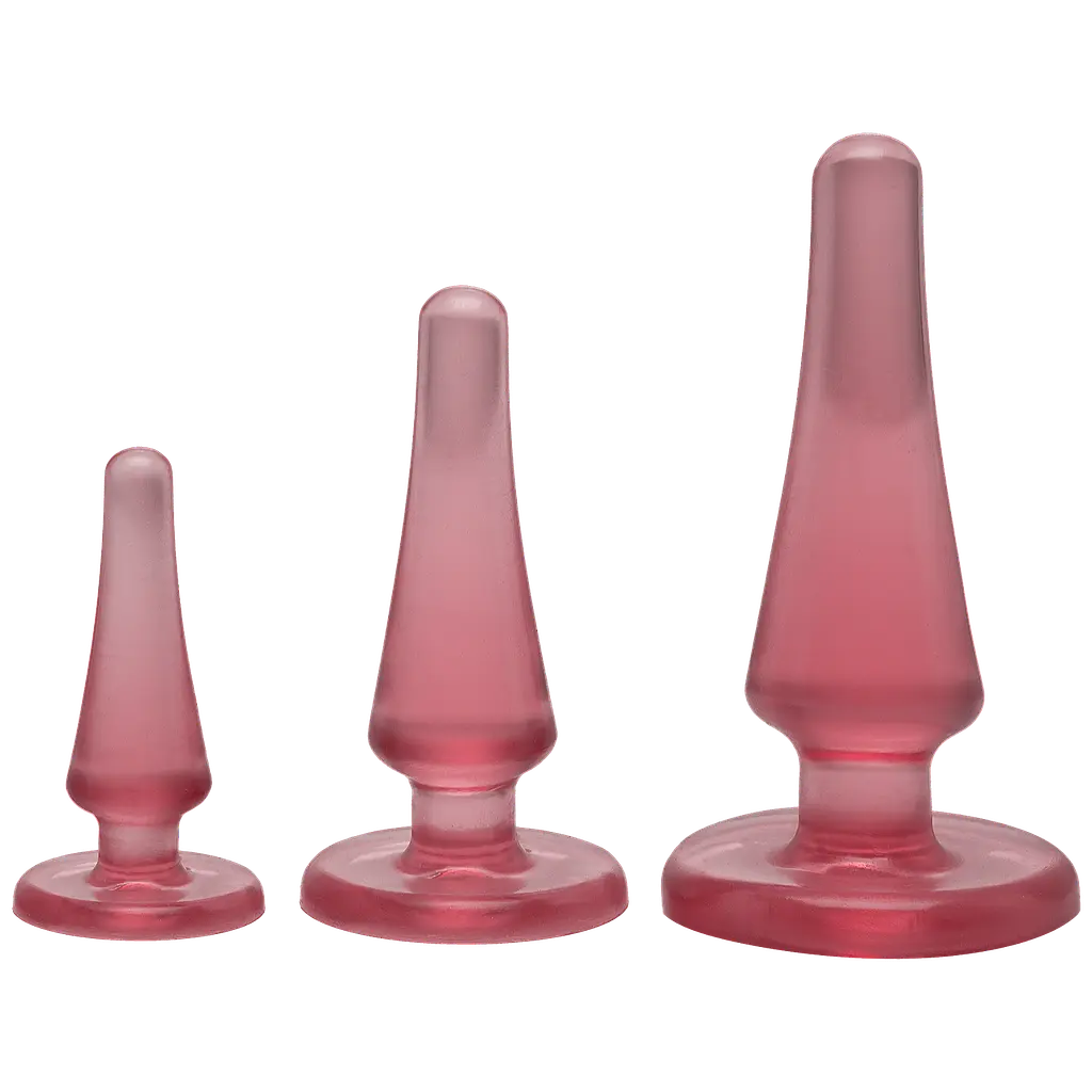 Набір анальних пробок Doc Johnson Crystal Jellies - Pink (3 шт) для початківців - фото 2