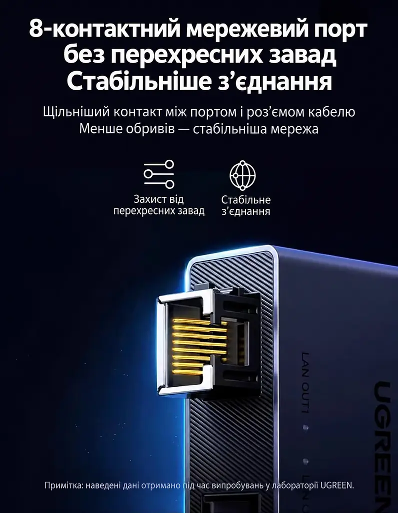 Ethernet-розгалужувач UGREEN NW301 мережевий комутатор RJ45 1 вхід і 2 виходи до 1000 Мбіт/с потребує живлення через USB-C для одночасного підключення двох пристроїв з індикаторами живлення та з’єднання алюмінієвий корпус з кабелем живлення від USB-A до USB-C довжиною 0,5 м космічний сірий із чорними панелями (35598) - фото 11
