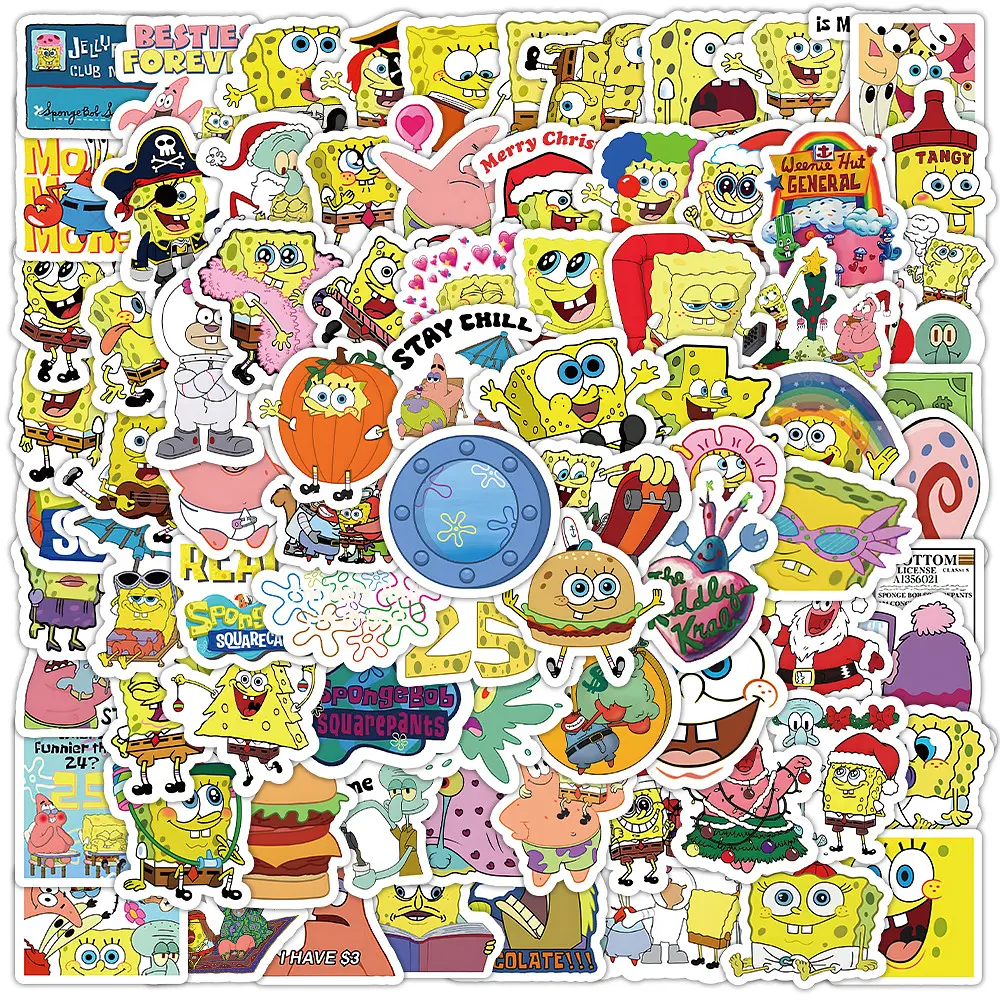 Стікерпак Губка Боб Набір наклейок GeekLand SpongeBob 100 штук - фото 3