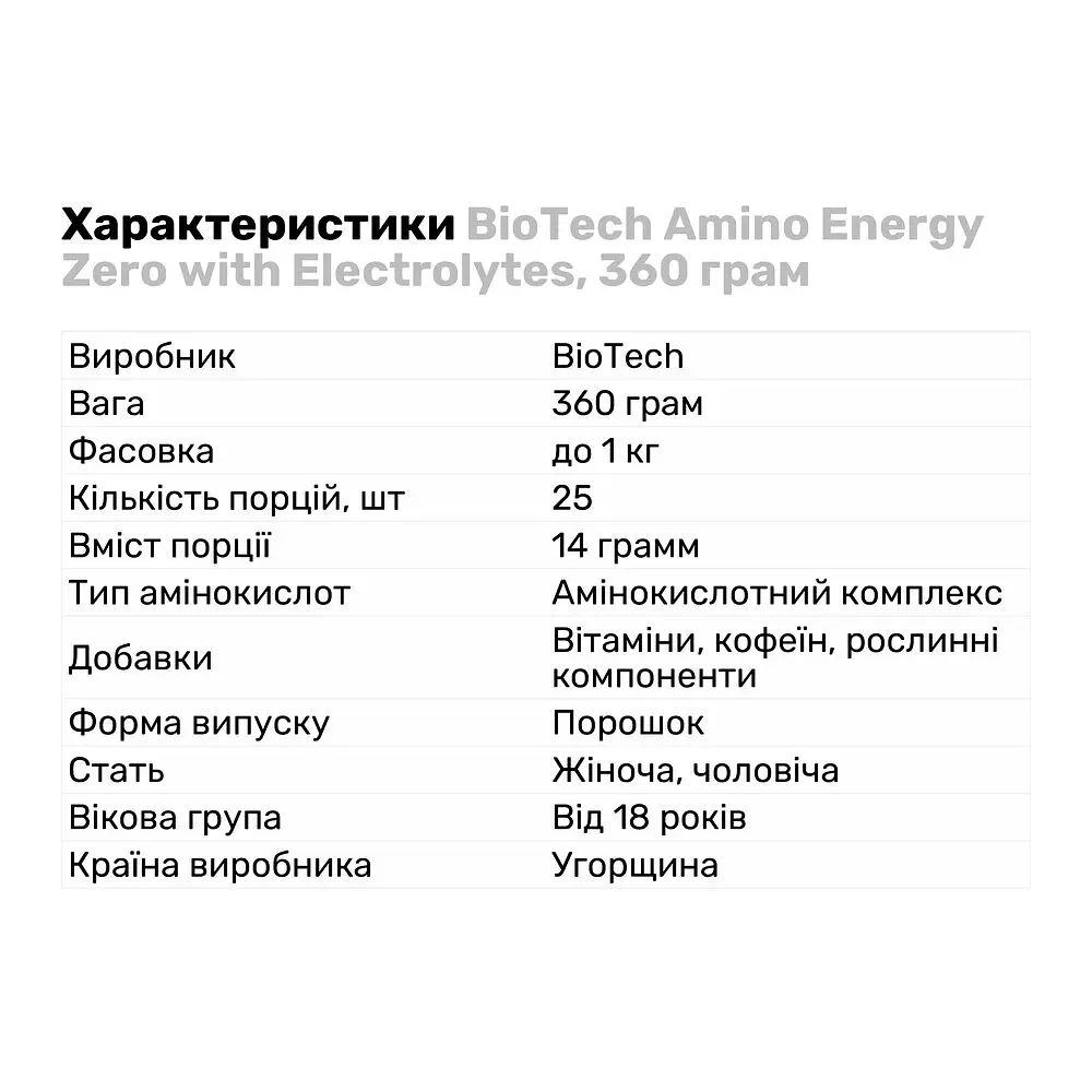 Аминокислота BiotechUSA Amino Energy Zero with Electrolytes Персиковый чай 360 г - фото 2