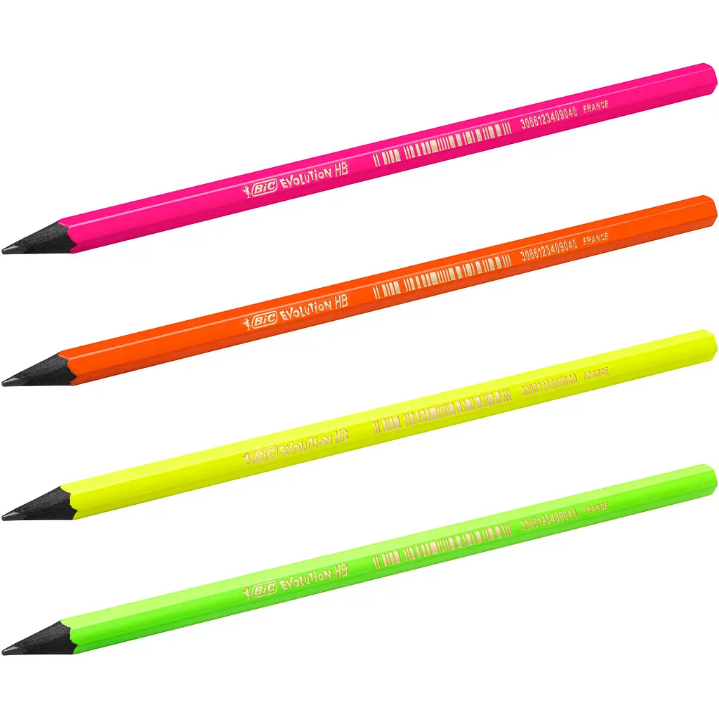 Карандаши чернографитные BIC Evolution Fluo НВ 4 шт. (940758) - фото 4