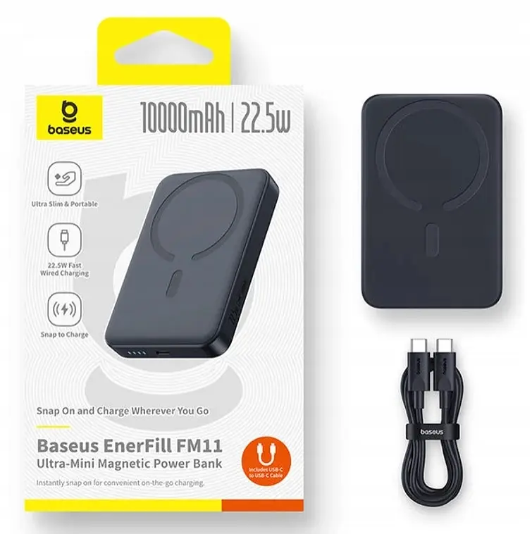 Power Bank Baseus EnerFill FM11 Ultra-Mini Magnetic Power Bank 10000mAh 22.5W Cosmic Black - фото 3