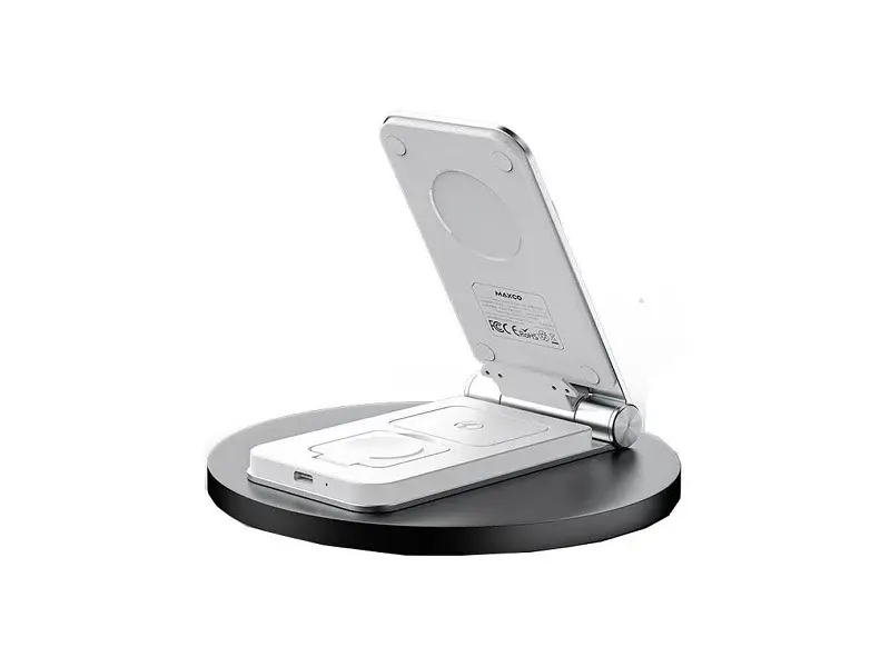 Бездротовий зарядний пристрій Maxco 3in1 15 W Folding Wireless Charger сірий (MW08) - фото 3