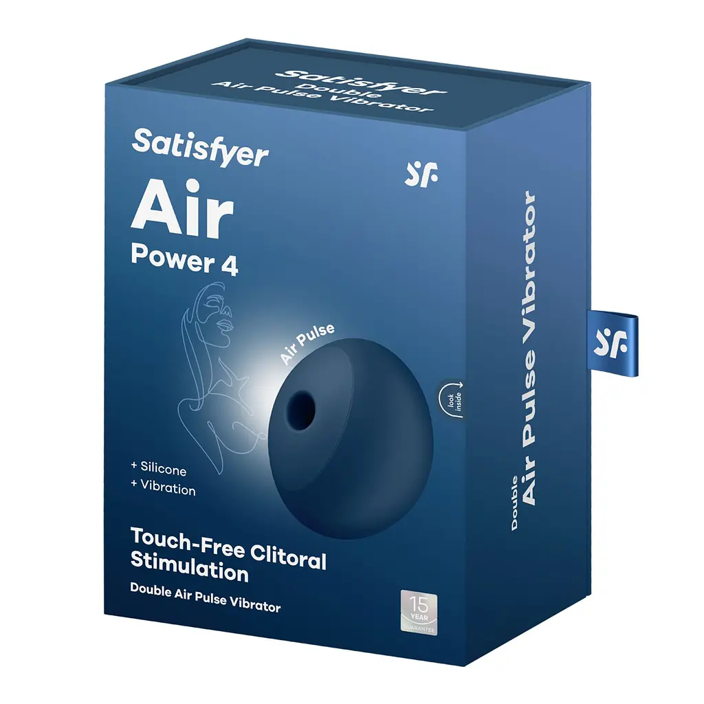 Вакуумний стимулятор клітора з вібрацією Satisfyer Air Power 4 синій - фото 6