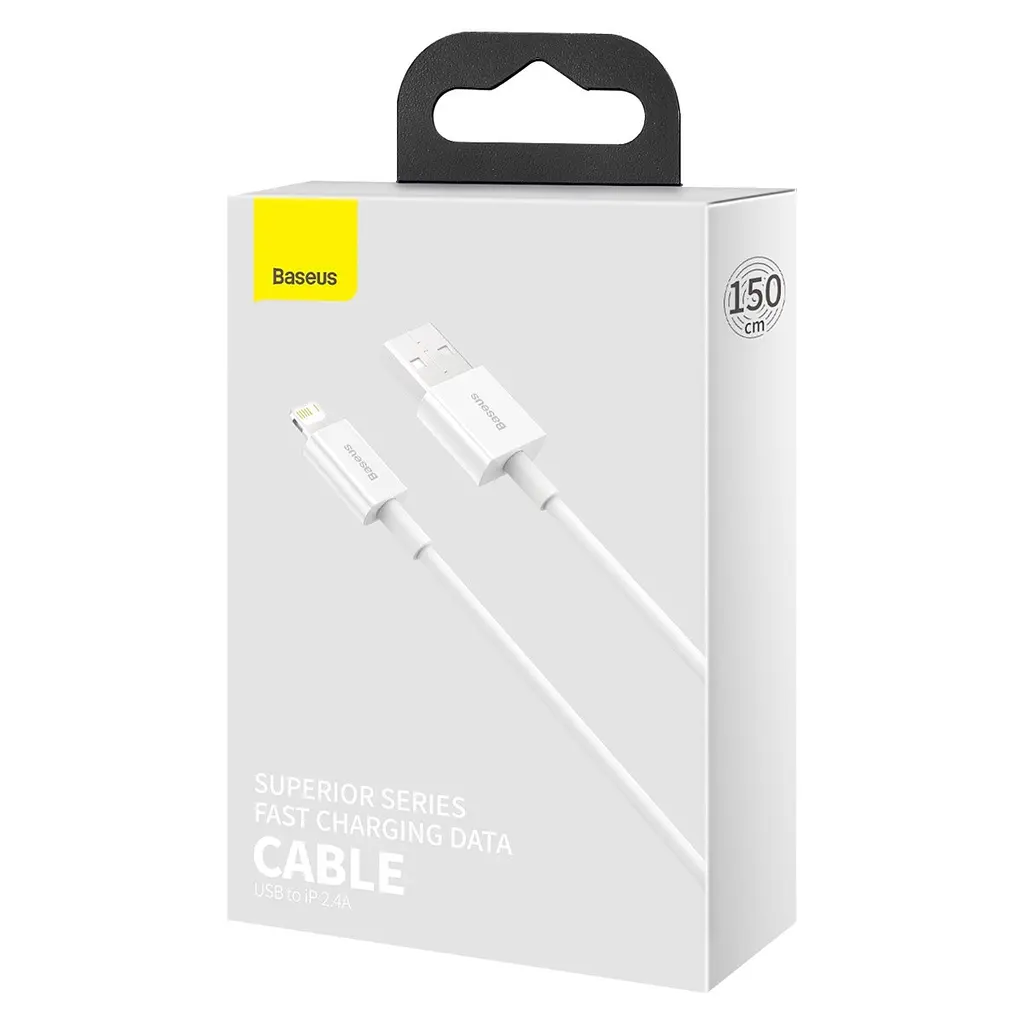 Кабель Baseus Superior Series Fast Charging Data Cable USB to iP 2.4A 1.5 м Білий - фото 2