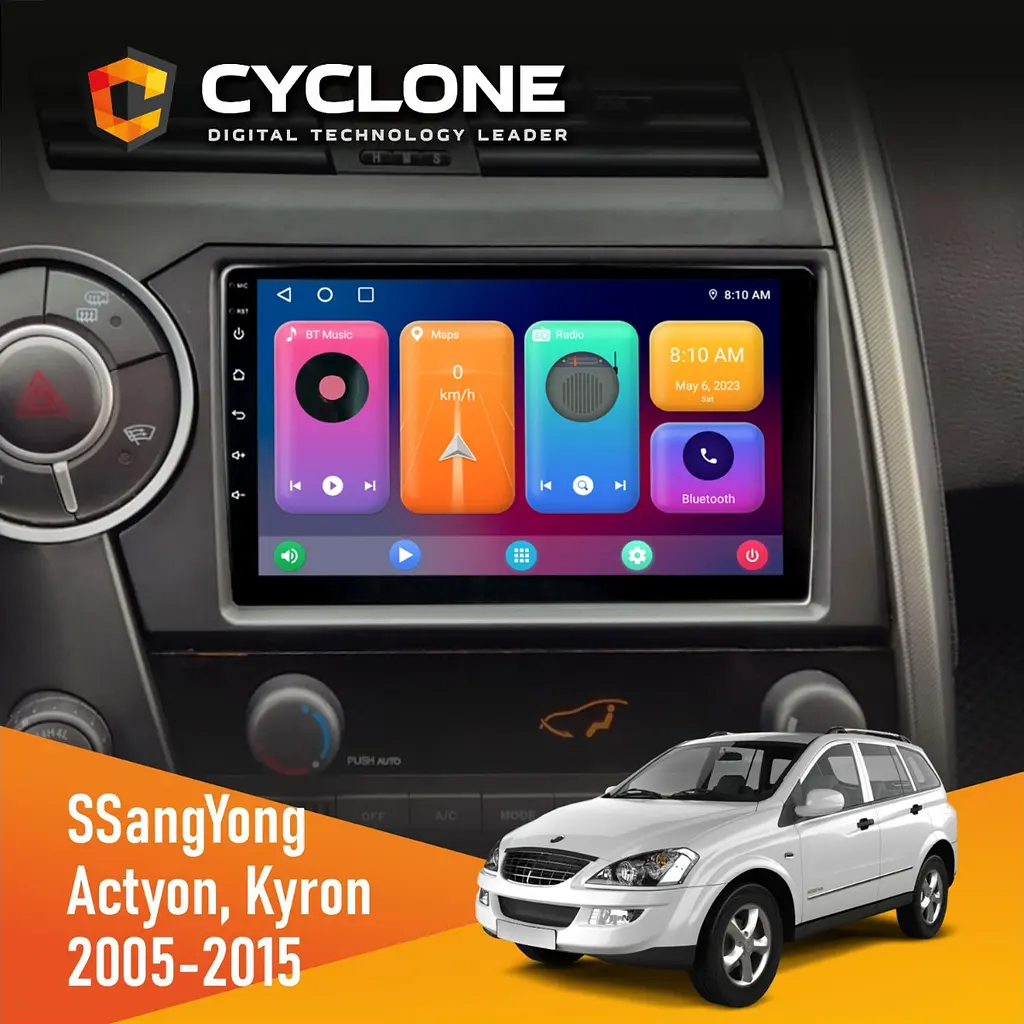 Штатна магнітола SsangYong Kyron 2005-2015 Cyclone C9-001 2x32 CPL Cyclone (НФ-00005075)