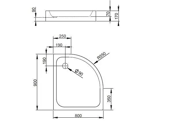 Душевой поддон Radaway Siros E 80x90 Compact SBE8917-1L - фото 2