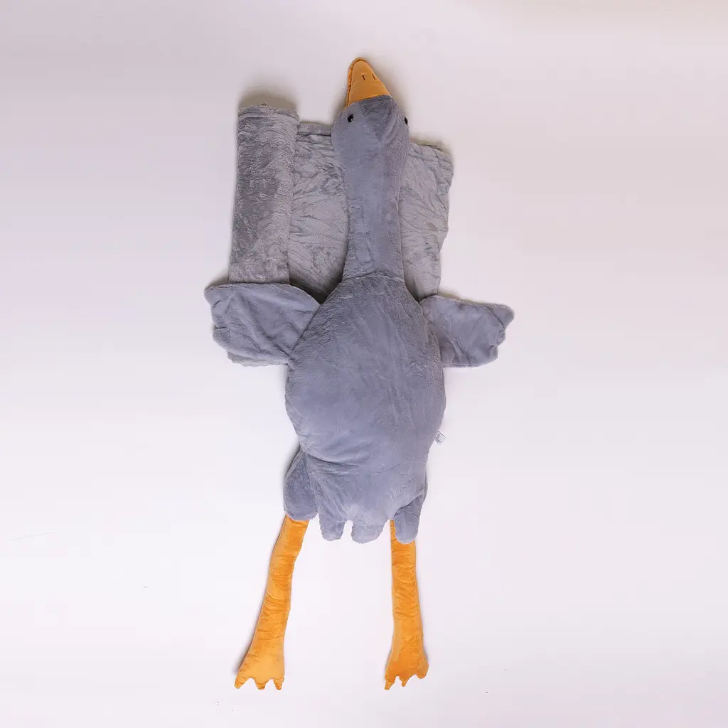 Мягкая игрушка-подушка с пледом внутри Гусь-обнимусь 135 (см) 3 в 1 Серый Colorful Home 520-6G - фото 8