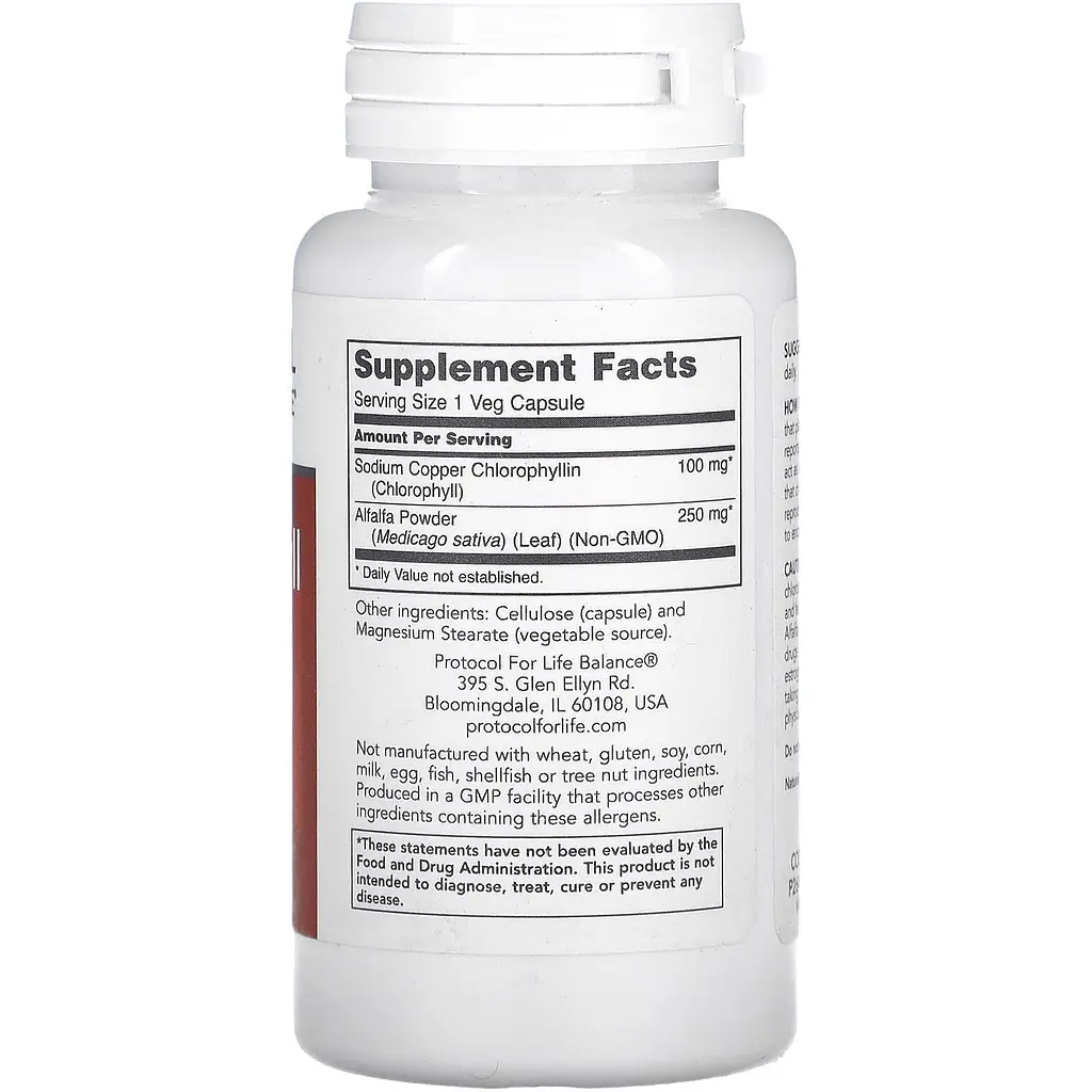 Хлорофилл Protocol for Life Balance Chlorophyll 100 мг 90 капсул - фото 2