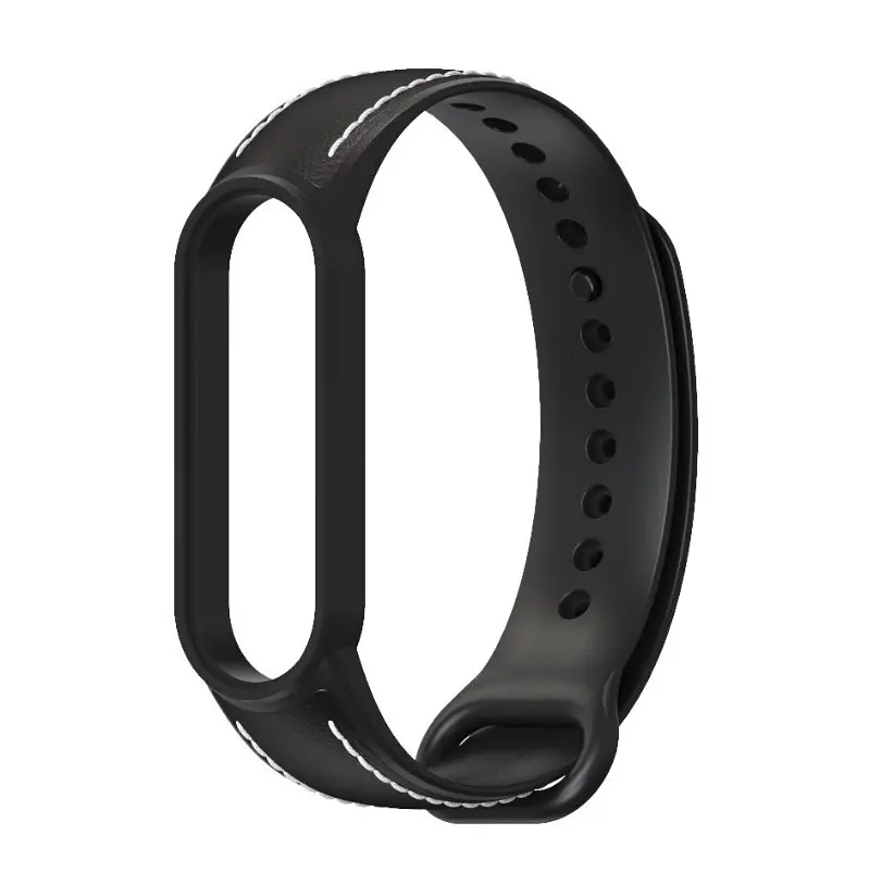 Ремінець для Xiaomi Mi Band 5/6 силікон + шкіра MiJobs Чорний (1540701) - фото 4