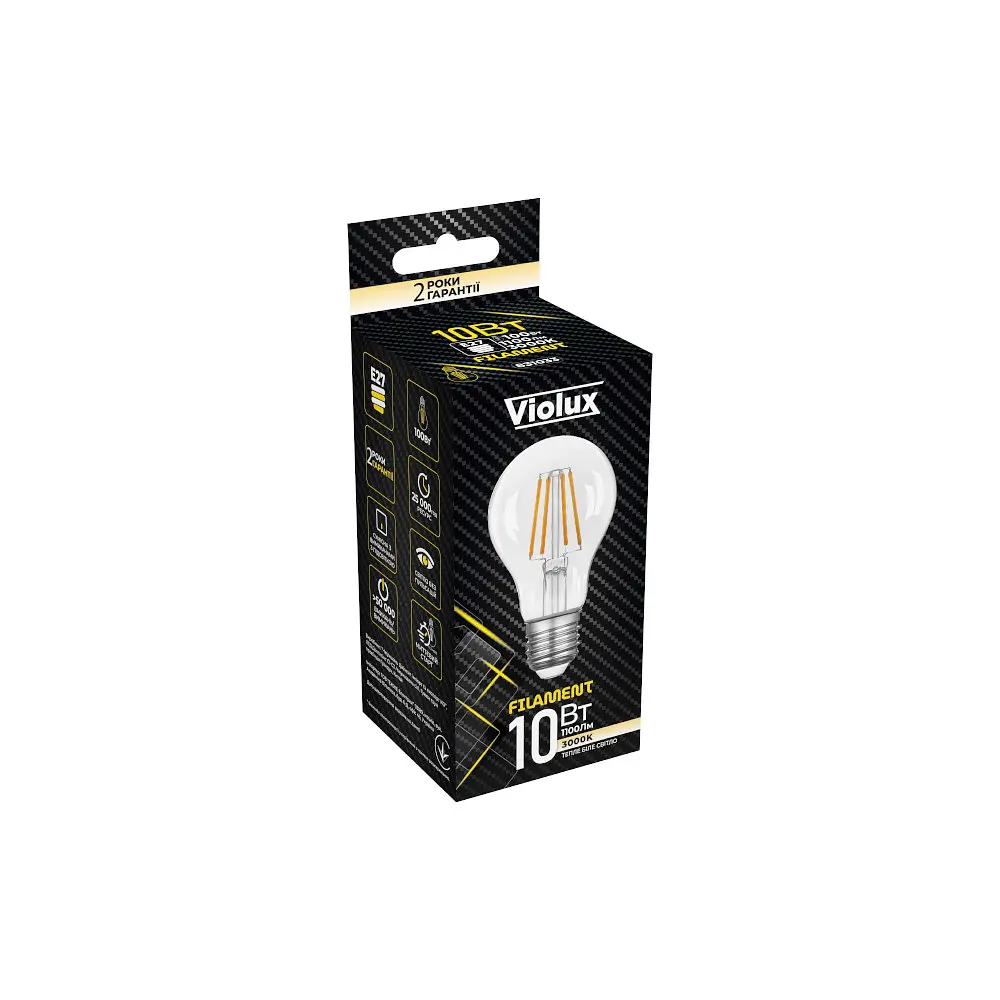 Лампа LED FILAMENT A60 10W E27 3000K VIOLUX ( 831033 ) - фото 2
