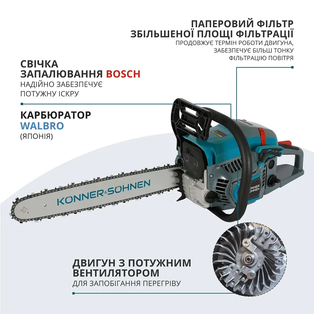 Пила бензинова Konner&Sohnen KS CS31G-18 (KS CS31G-18) - фото 8