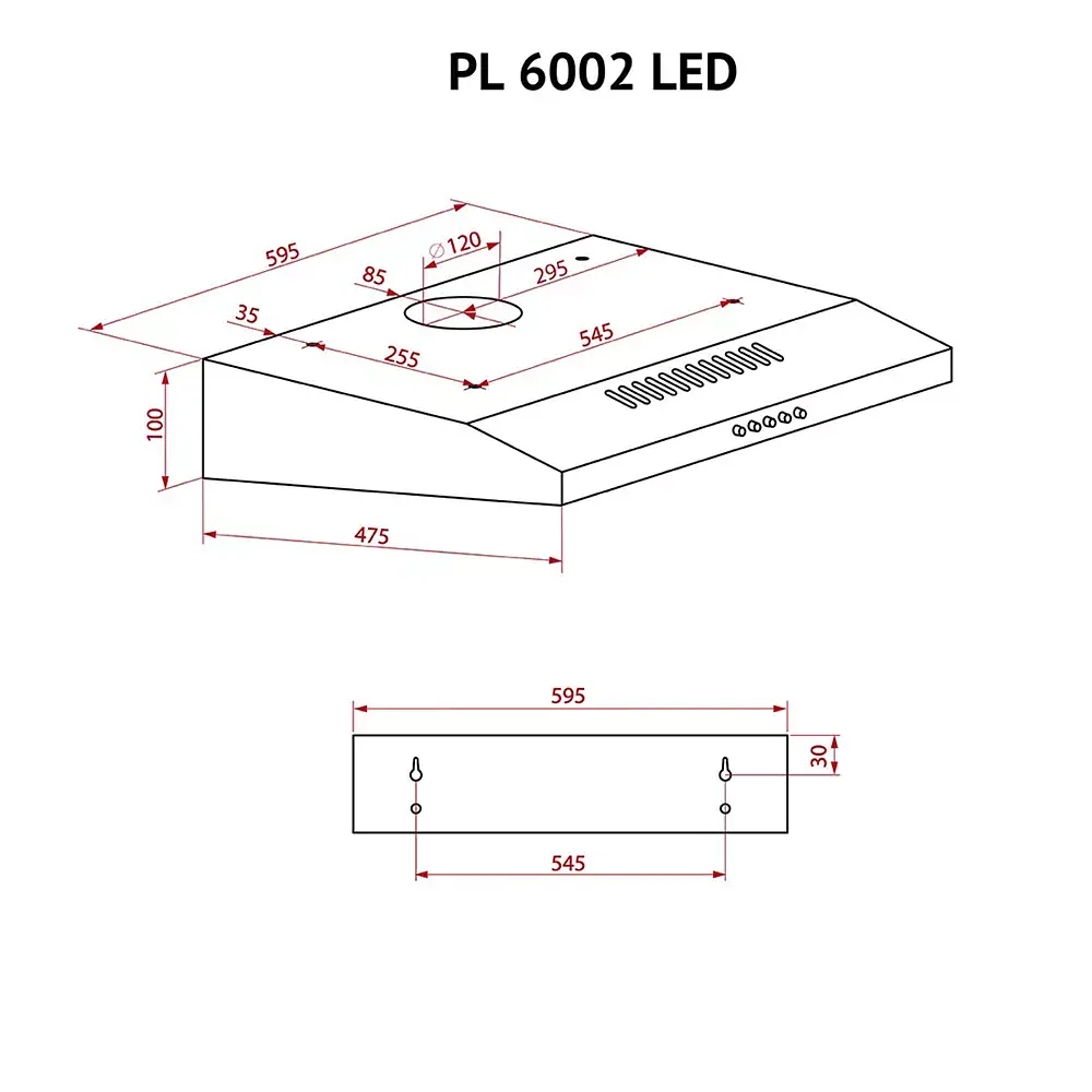 Витяжка плоска Perfelli PL 6002 W LED - фото 10