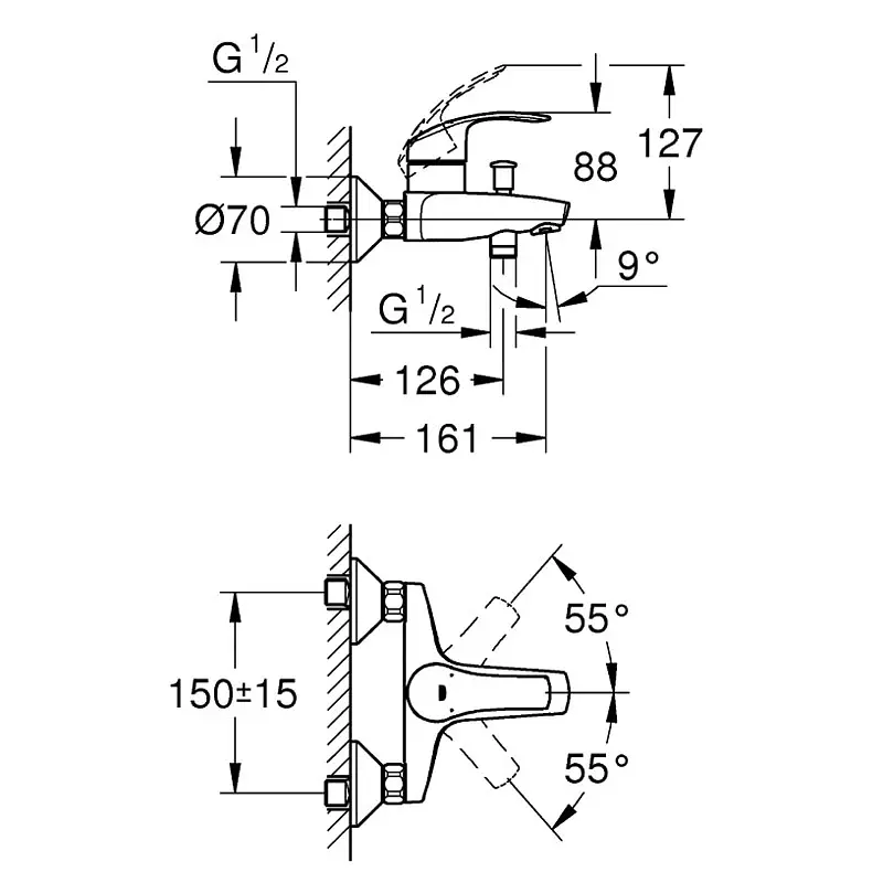 Змішувач для ванни Grohe EuroSmart одноважільний Хром 30412 - фото 5