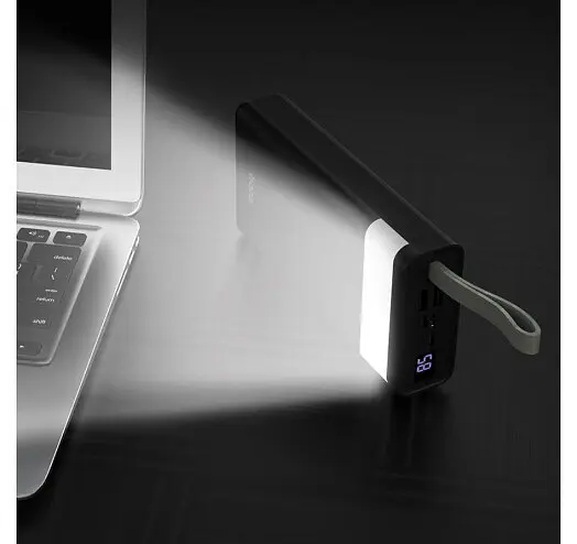 Универсальная мобильная батарея Hoco J73 30000mAh 2USB + LED lamp (Черный) - фото 4