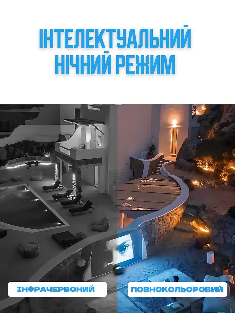 Вулична поворотна 4MP Wi-Fi IP-камера, водонепроникна з нічним баченням + ICSee, Біла (3058609996) Черный - фото 6