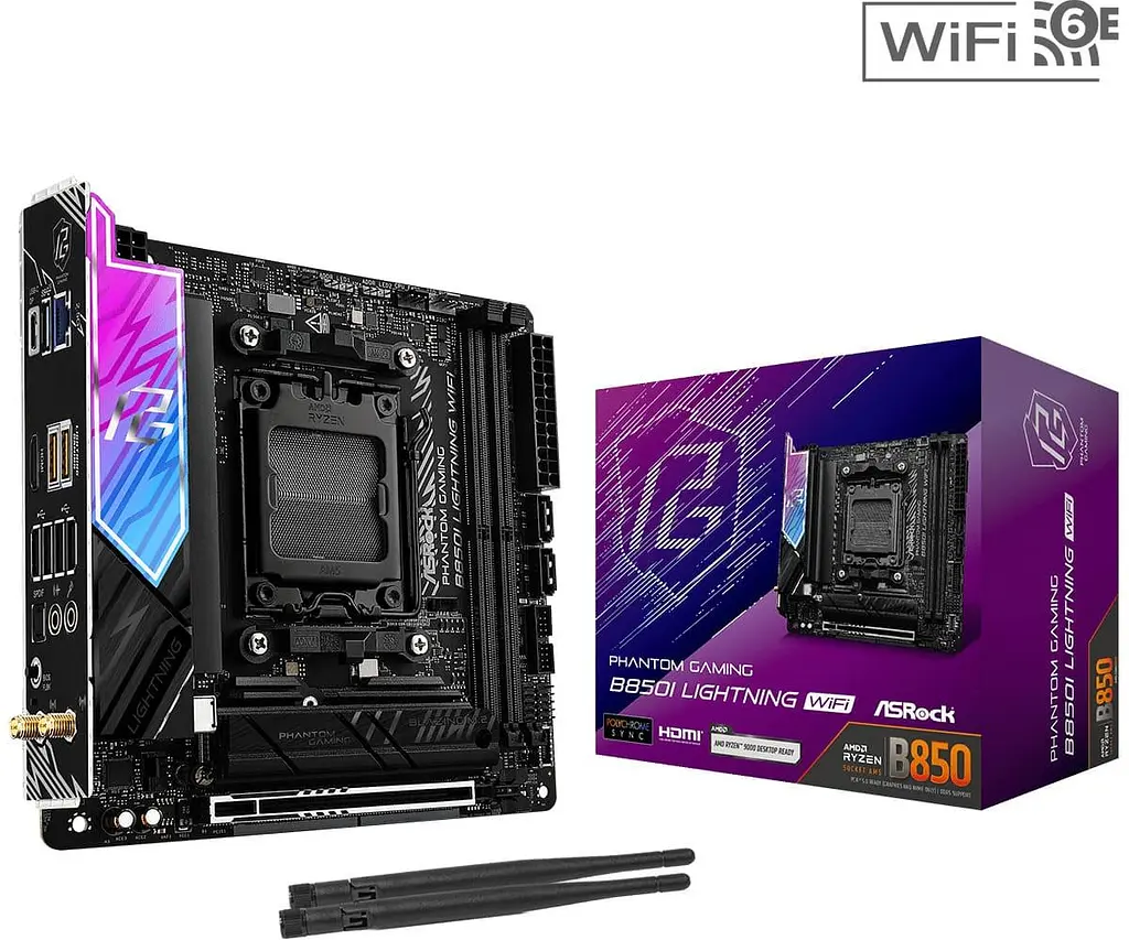 Материнська плата AsRock B850I Lightning WiFi (B850I Lightning WiFi) (Socket AM5, AMD B850, Mini-ITX) - фото 5