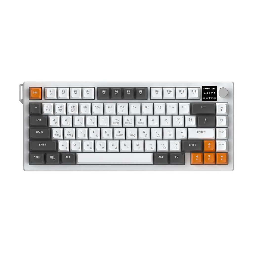 Клавіатура Ajazz AF82 Wireless/Bluetooth/USB UA Gray/White/Orange (AF82-GWO) - фото 3