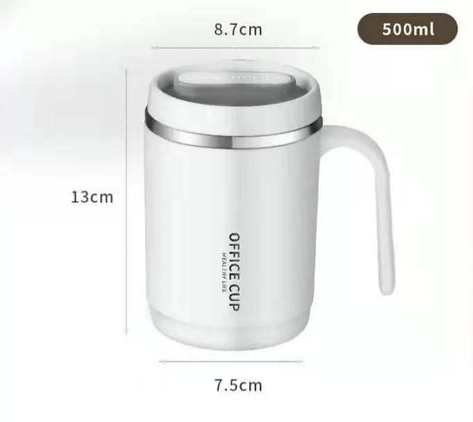 Кухоль office cup 500 мл для кави чаю з вакуумною ізоляцією нержавіюча сталь 304/PP white - фото 6