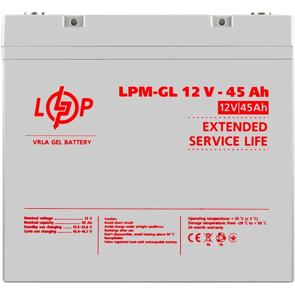 Акумулятор LogicPower GEL 12V/45Ah/540Wh [20269] [109034] - фото 3