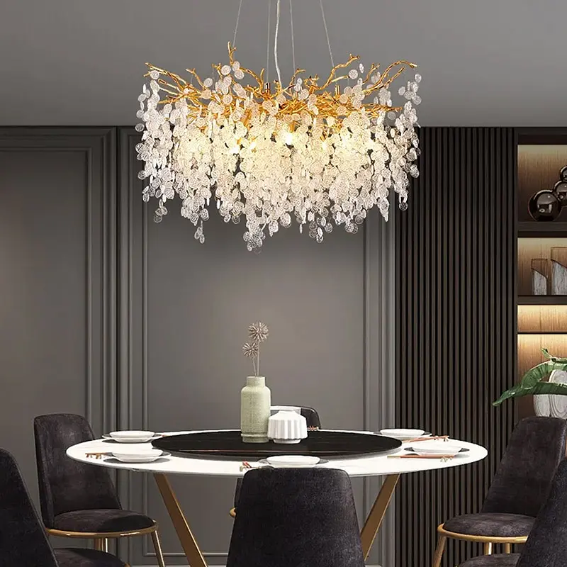 Золотая люстра с белыми подвесками Ø 100 см | Ст. 701D-1000 GD+FR | Line F - фото 2