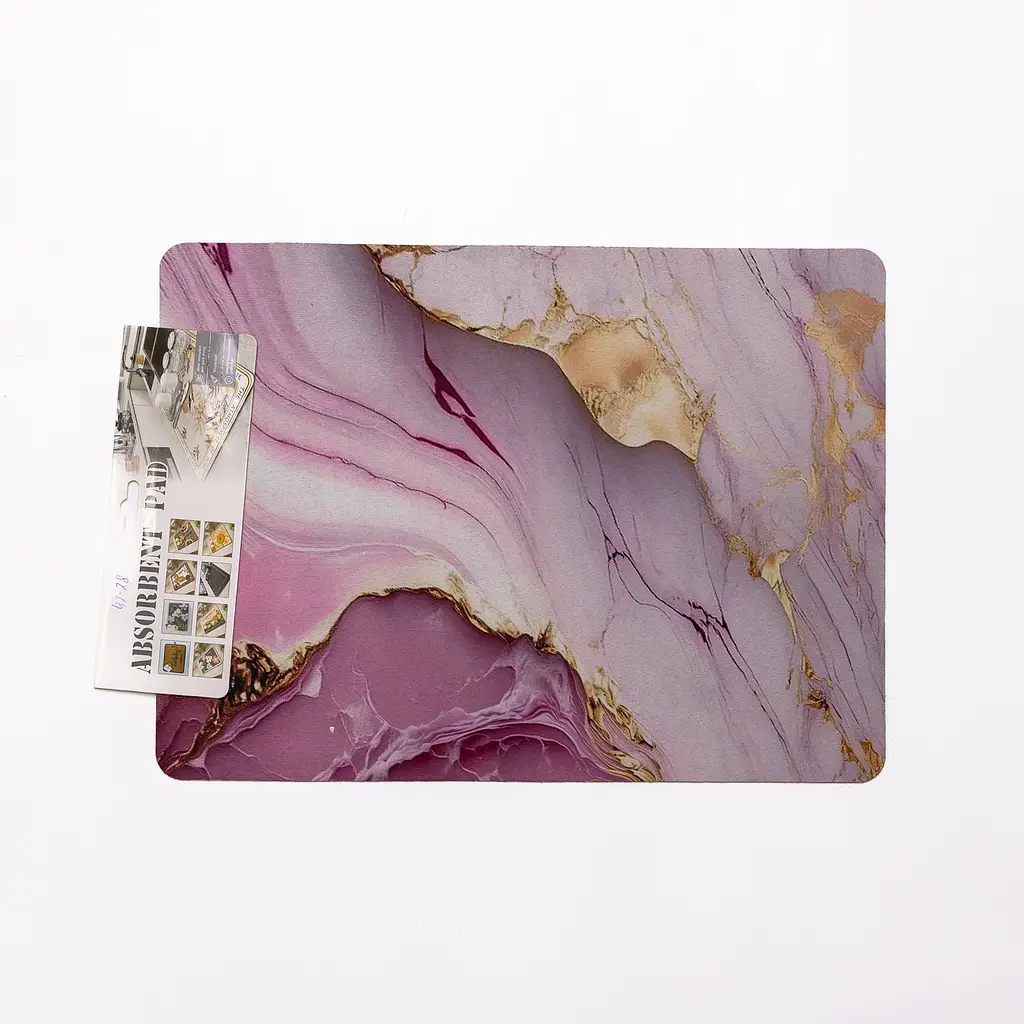 Диатомитовый коврик на кухню для сушки посуды 30×40 (см) моющий влагопоглощающий коврик на столешницу для посуды Розовый Yiwu HP-42-28 - фото 3