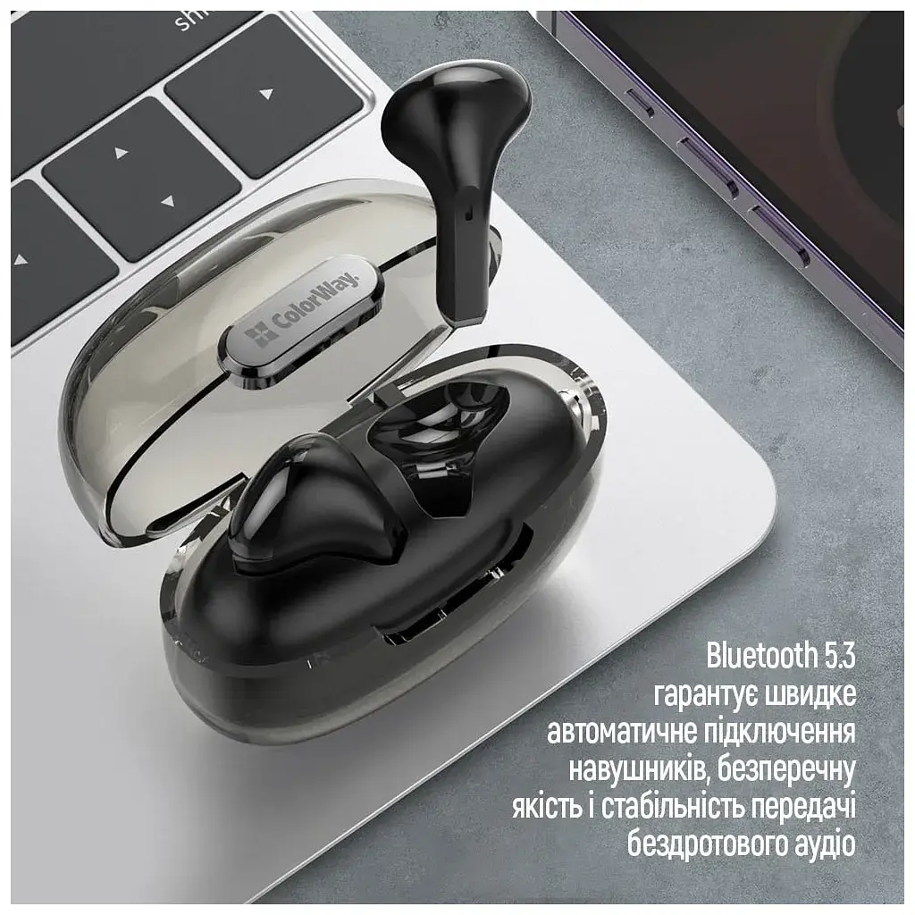 Навушники ColorWay Slim TWS-2 Earbuds Black (CW-TWS2BK) - фото 11